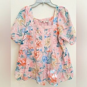 loft pink Cotton printing  top    size xs